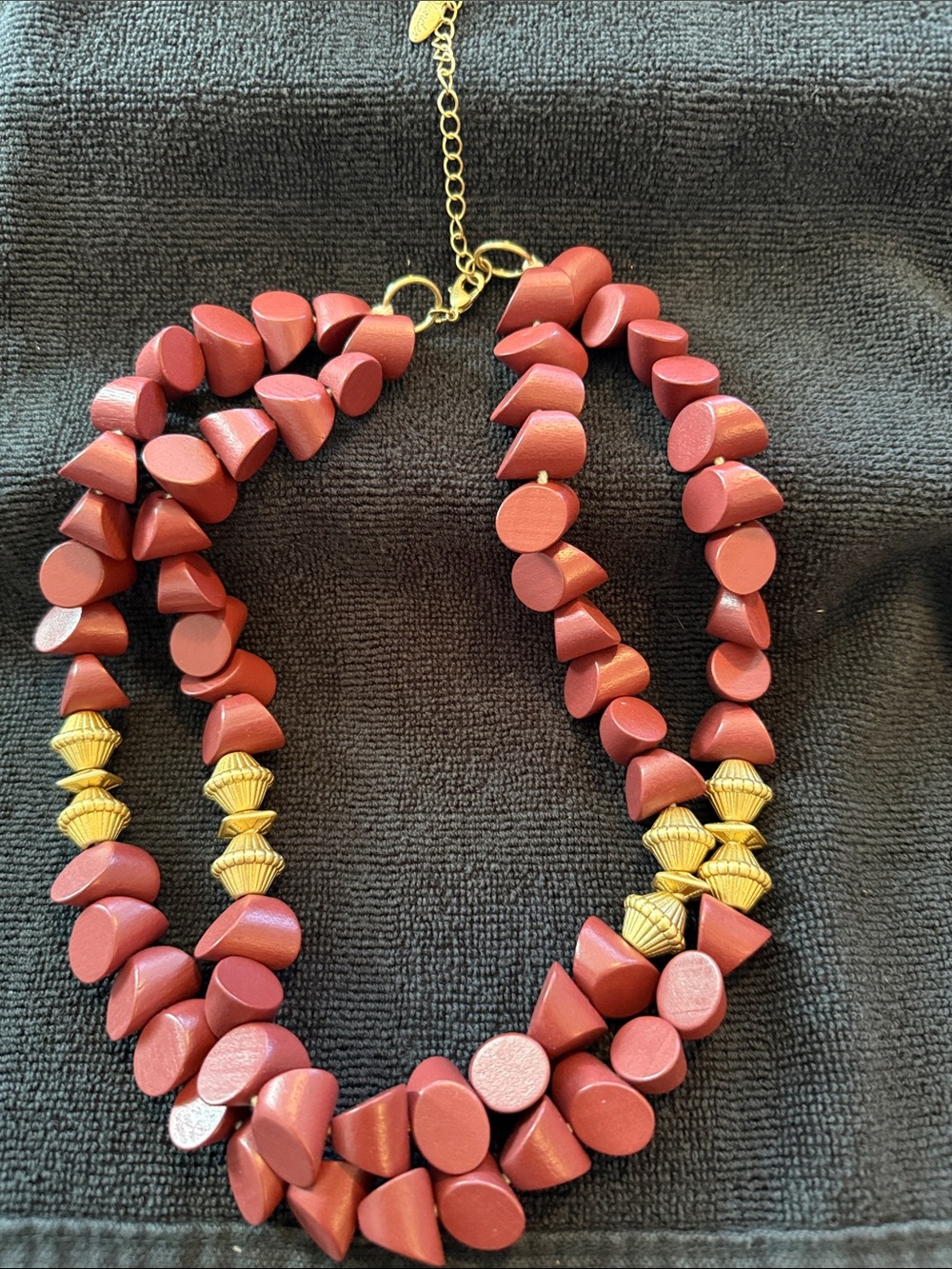 Plunder Gold Accent Red Bead Statement Necklace
